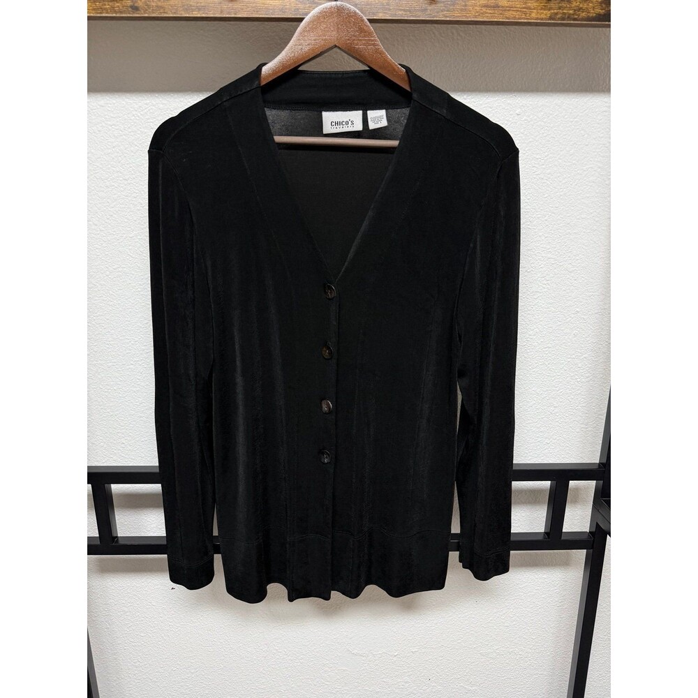Chicos black Women's button up Slinky Cardigan Size 1X
